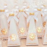 Karton Külah Kutu Altın Sarısı Varaklı Tüylü - Lokumluk - Şeker Kutusu - Mevlüt Şekeri - Boş